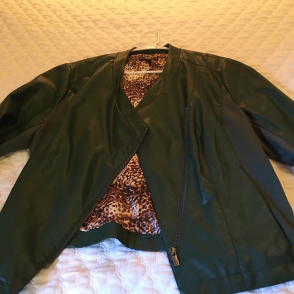 Green Leather & Knit XL Jacket - Picture 3 of 7